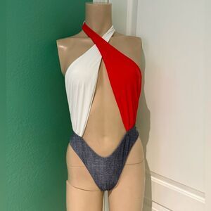 Beach Bunny Red and White One Piece Swimsuit